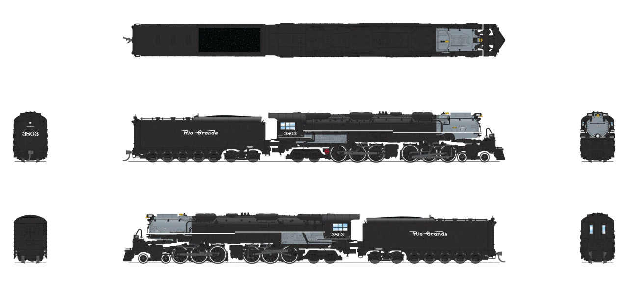 Broadway Limited Imports N 8658 D&RGW Challenger 4-6-6-4 Stealth Series DCC-Ready #3805 Coal Tender Black & Graphite