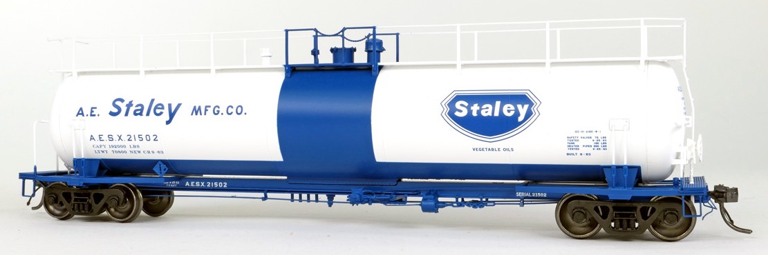 Tangent Scale Models HO 31010-01 NACC 1963-Design 20,500 Gallon Non-Insulated Tank Car 'A.E. Staley Mfg. Co. Delivery 1963' AESX #21500