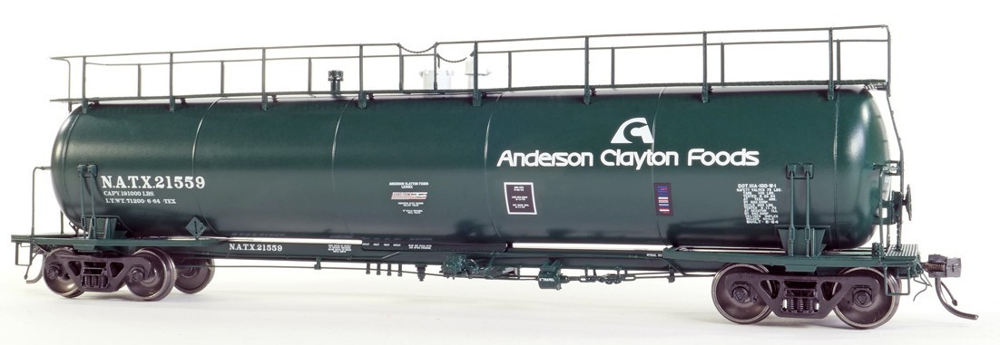 Tangent Scale Models HO 31012-03 NACC 1963-Design 20,500 Gallon Non-Insulated Tank Car 'Anderson Clayton Foods 1973+' NATX #21557
