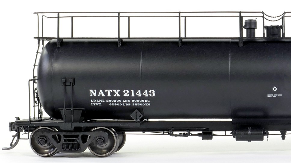 Tangent Scale Models HO 31013-01 NACC 1963-Design 20,500 Gallon Non-Insulated Tank Car 'Black Lease Repaint 1990+' NATX #21436