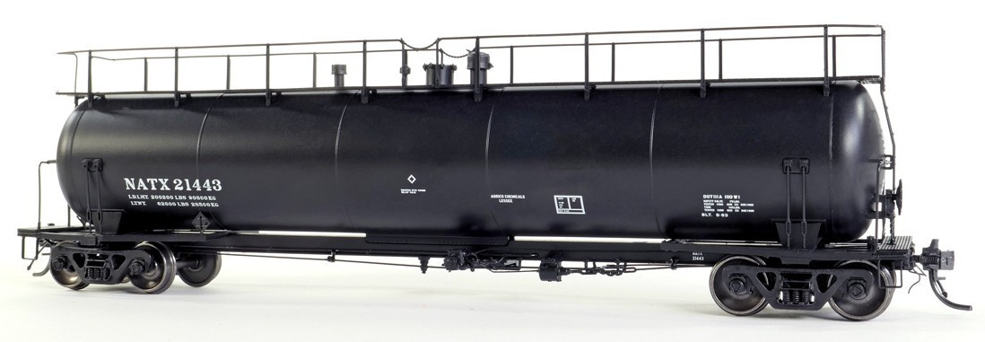 Tangent Scale Models HO 31013-03 NACC 1963-Design 20,500 Gallon Non-Insulated Tank Car 'Black Lease Repaint 1990+' NATX #21443