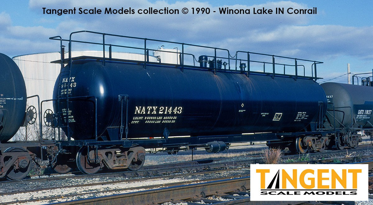 Tangent Scale Models HO 31013-04 NACC 1963-Design 20,500 Gallon Non-Insulated Tank Car 'Black Lease Repaint 1990+' NATX #21446
