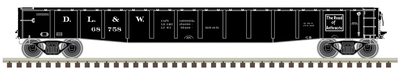 Atlas Master N 50006408 ACF 70-Ton 52' Gondola Delaware, Lackawanna and Western DL&W #68758