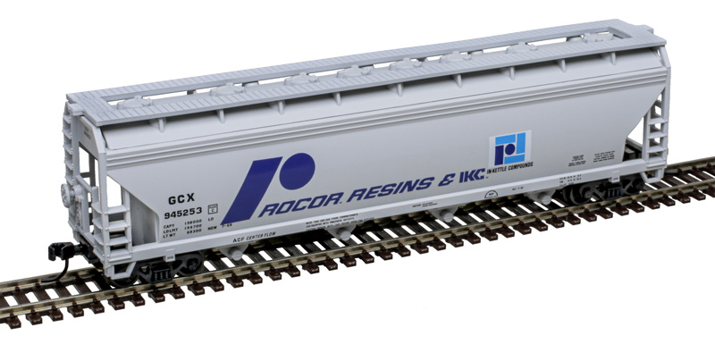 Atlas Trainman N 50007117 ACF 5250 4-Bay Centerflow Covered Hopper Rocor Resins GCX #945253
