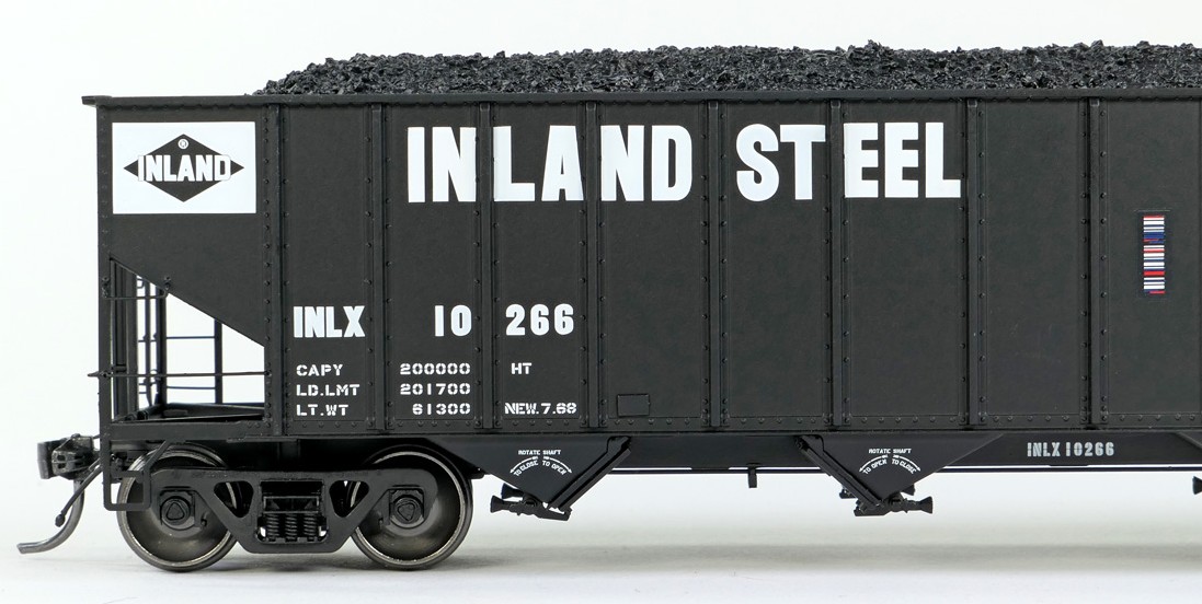 Tangent Scale Models HO 32111-14 IC Centralia Shops 3834CuFt Quad Coal Hopper Inland Steel 'Delivery Black 1968' INLX #10249