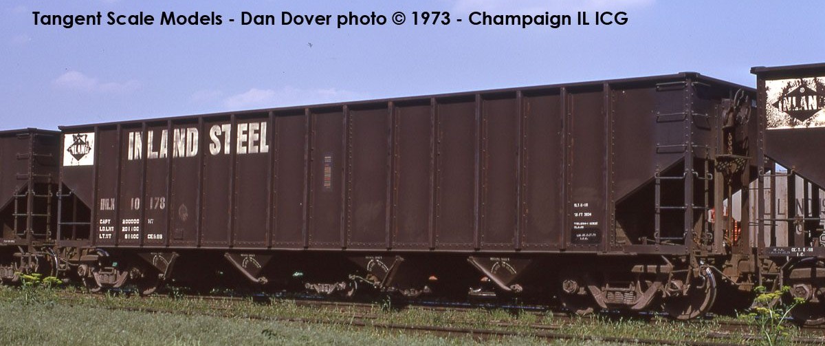 Tangent Scale Models HO 32111-17 IC Centralia Shops 3834CuFt Quad Coal Hopper Inland Steel 'Delivery Black 1968' INLX #10256