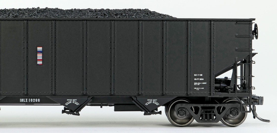 Tangent Scale Models HO 32111-18 IC Centralia Shops 3834CuFt Quad Coal Hopper Inland Steel 'Delivery Black 1968' INLX #10258