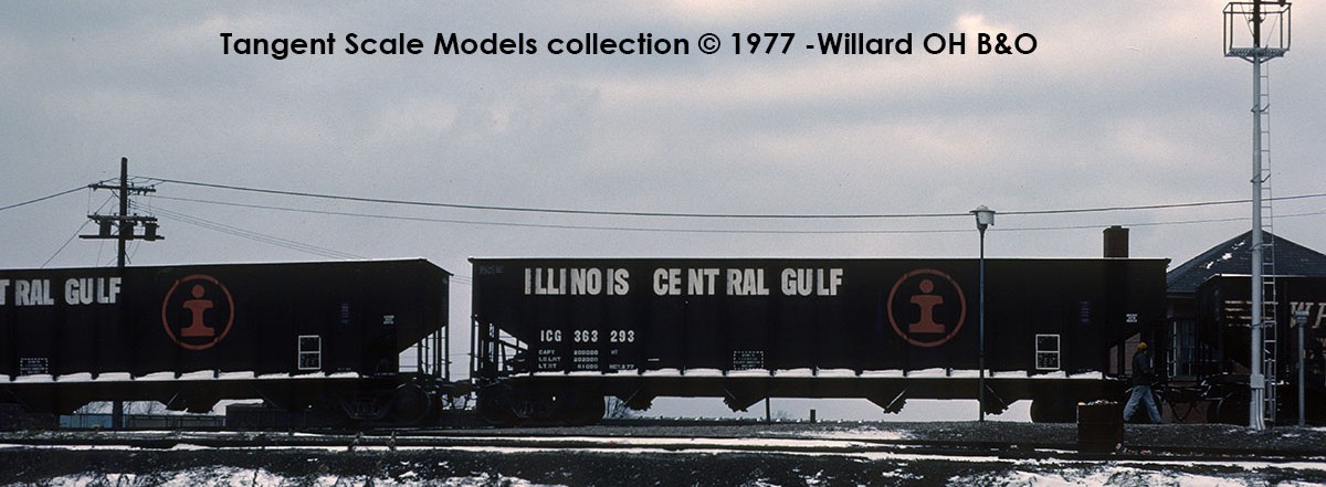 Tangent Scale Models HO 32114-18 IC Centralia Shops 3834CuFt Quad Coal Hopper Illinois Central Gulf 'Delivery Black 1977' ICG #363220