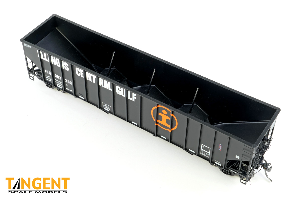 Tangent Scale Models HO 32114-20 IC Centralia Shops 3834CuFt Quad Coal Hopper Illinois Central Gulf 'Delivery Black 1977' ICG #363251