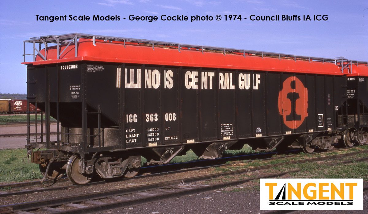 Tangent Scale Models HO 32109-01 Illinois Central Gulf ICG Orange Hopper Topper 1973+ 3-Pack 