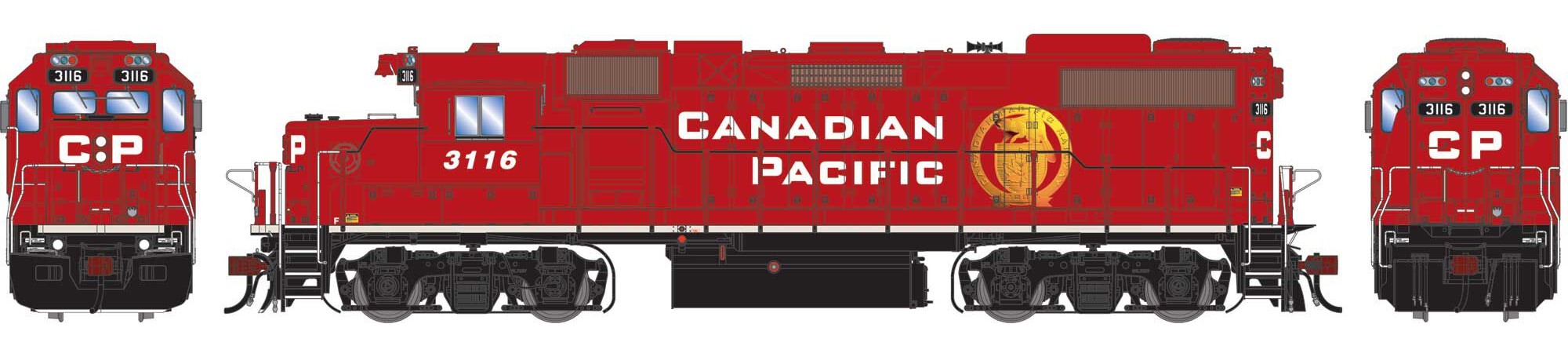Athearn Genesis HO ATHG-1405 DCC/Tsunami2 Sound Equipped EMD GP38-2 Locomotive CP Rail 'Golden Beaver' CPR #3116