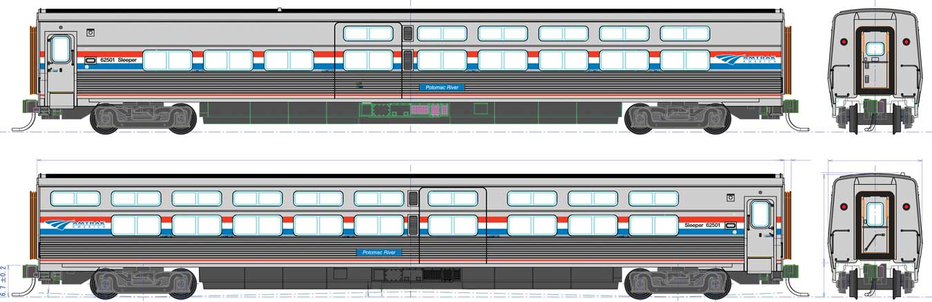 Kato HO 35-6221 Amtrak Viewliner II Sleeper 'Phase III' Scheme AMTK #62501 'Potomac River'