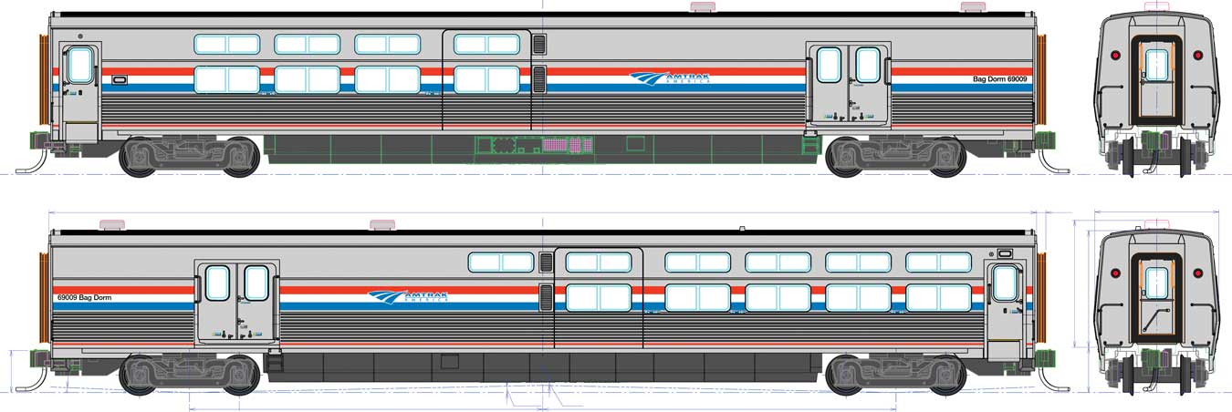 Kat – Life Kato HO 35-6242 Amtrak Viewliner II Baggage-Dorm 'Phase III