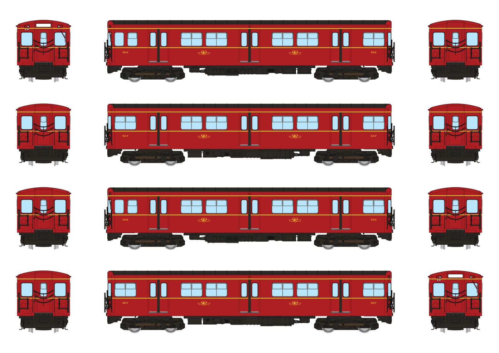 Rapido Trains Inc HO 206001 DCC Ready TTC 'G-Class' Subway 'A-BN-AN-B' Train #5016+5217+5216+5017 4-Car Set