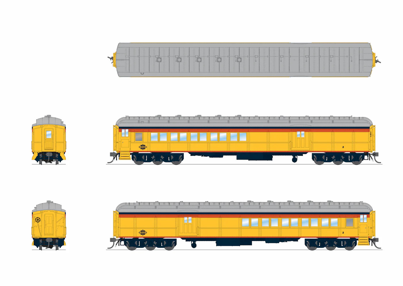 Broadway Limited Imports HO 9714 CSS Heavyweight 5-Car Passenger Set 'Chessie Steam Special' #2, 5, 6, 7, 18