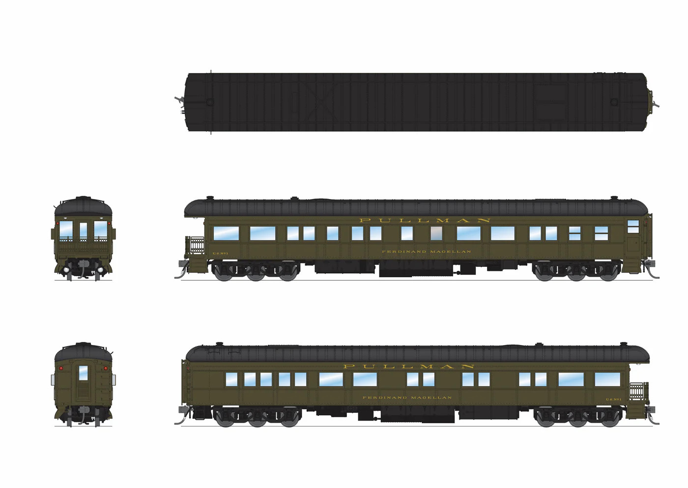 Broadway Limited Imports HO 9729 Ferdinand Magellan Business Car US #1 'Modern Appearance'