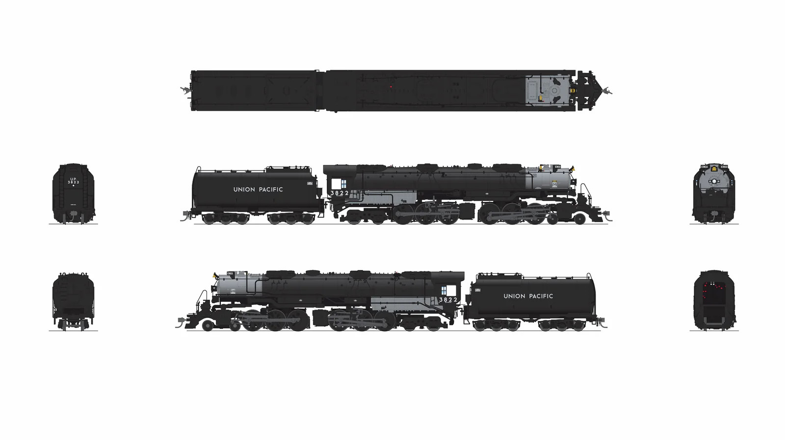 Broadway Limited Imports HO 9912 Stealth Series DCC-Ready UP Early Challenger CSA-2 #3822 Post-1947 'Integral Cast Cylinder Front Engine'