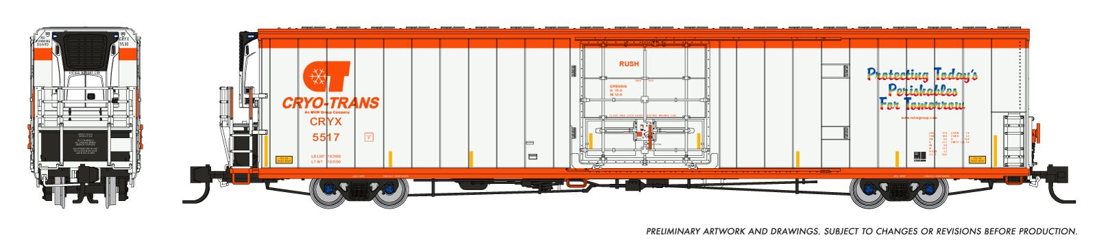 Rapido Trains Inc N 567002-4 Greenbrier 72’ IL 7780 Reefer Cryo-Trans CRYX #5933 'Why'
