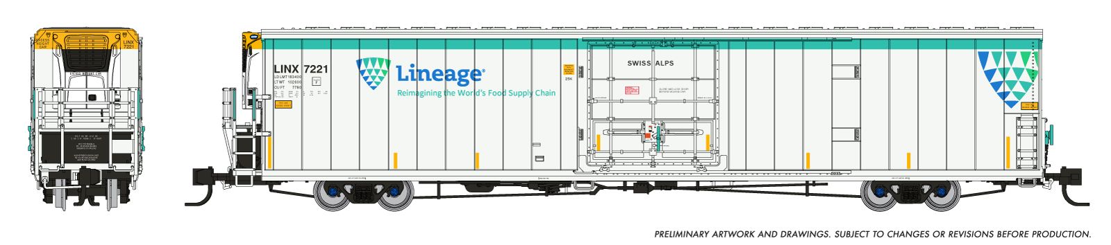 Rapido Trains Inc N 567003-3 Greenbrier 72’ IL 7780 Reefer Lineage LINX #7221 'Swiss Alps'