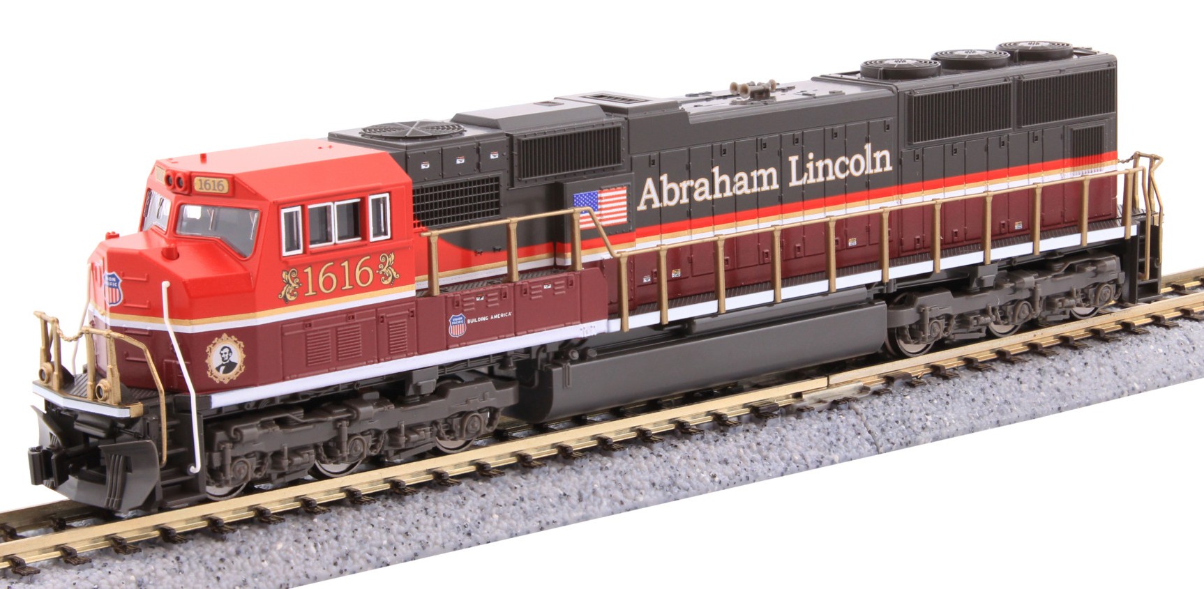 Kato N 176-1616 DCC Ready EMD SD70M Locomotive w/Standard Flat Radiators Union Pacific UP #1616 'Abraham Lincoln'
