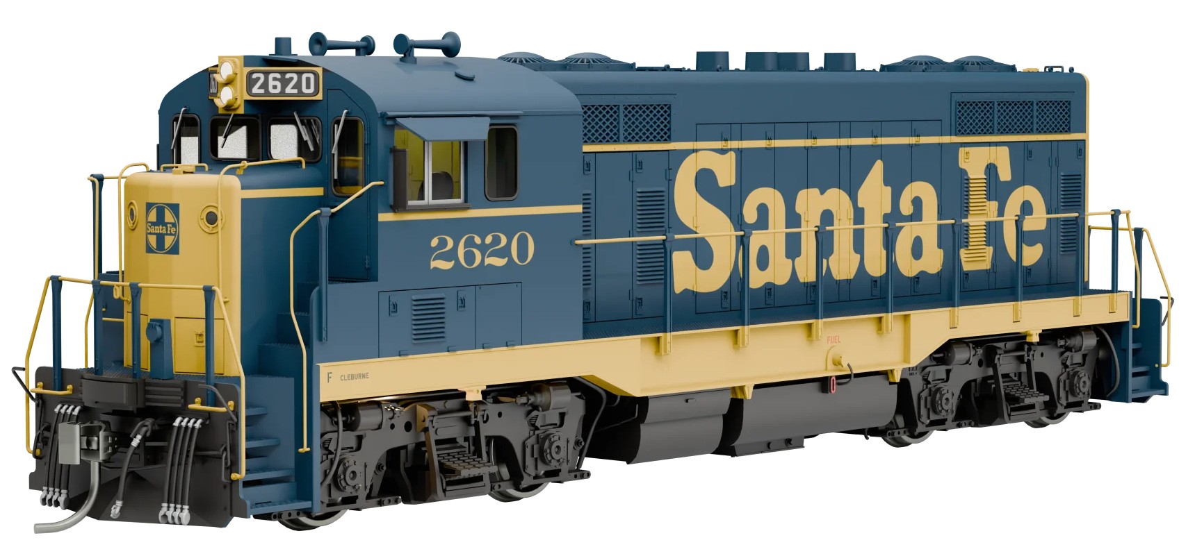 Rapido Trains Inc HO 70115 DCC Ready Santa Fe CF7 Locomotive w/Round Cab AT&SF 'Yellow Pinstripe' #2625