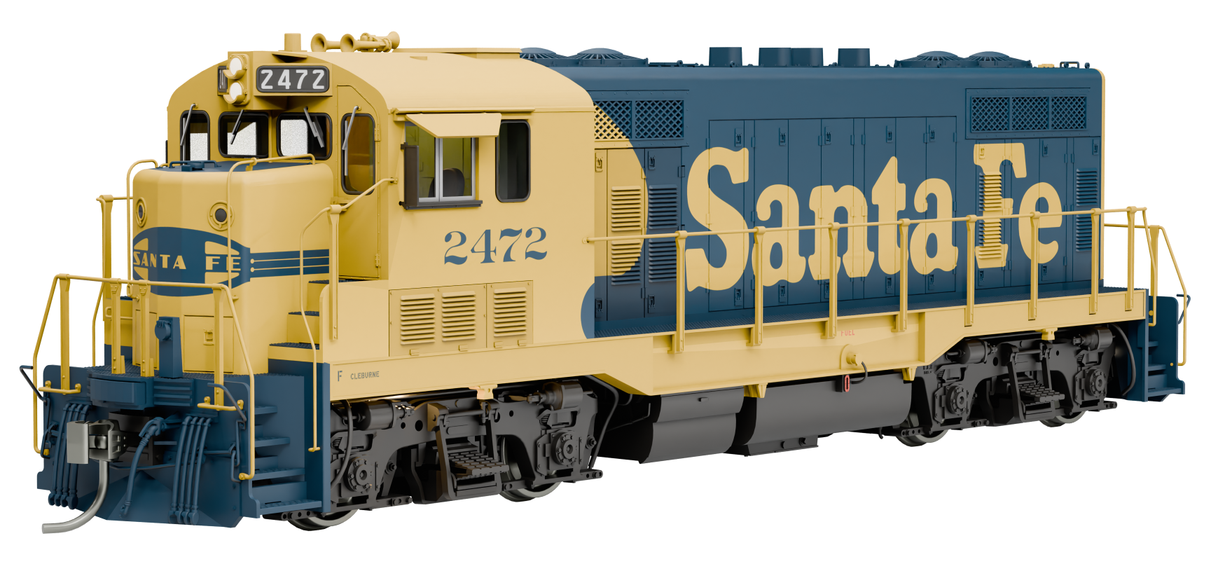 Rapido Trains Inc HO 70120 DCC Ready Santa Fe CF7 Locomotive w/Round Cab AT&SF 'Yellow Warbonnet' #2500