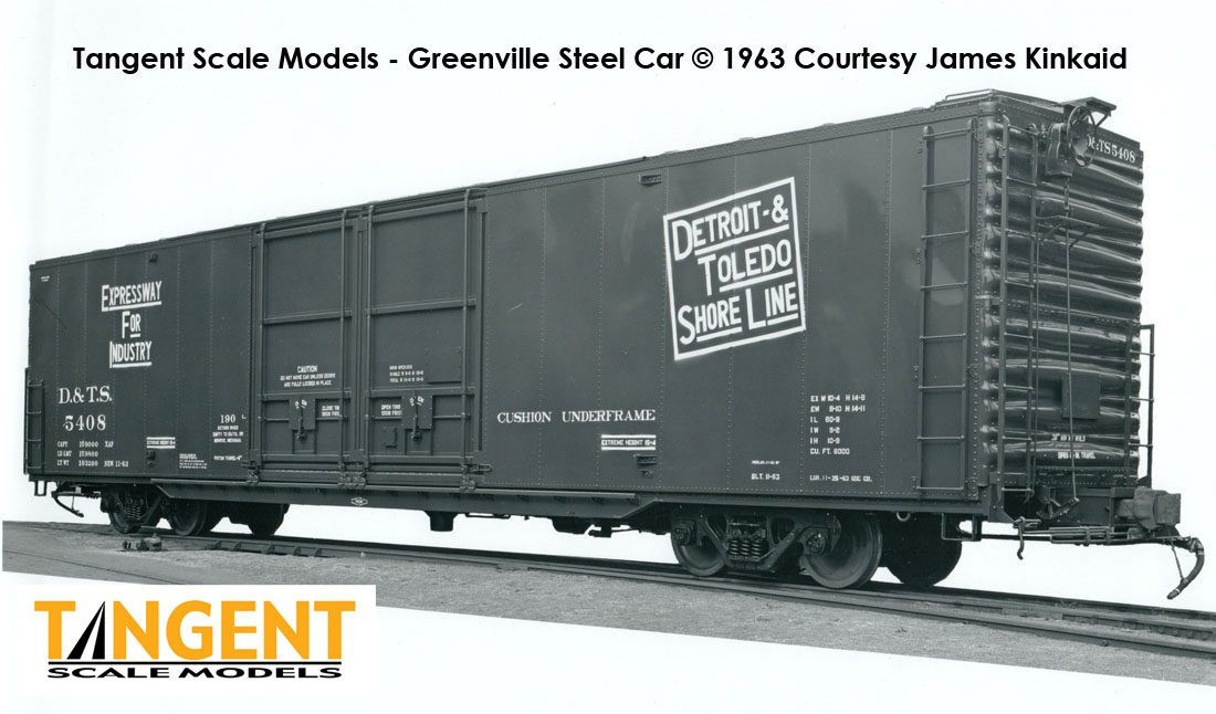 Tangent Scale Models HO 33016-06 Greenville 6,000CuFt 60' Double Door Box Car Detroit and Toledo Shore Line 'Delivery Red 11-1963' DTS #5409