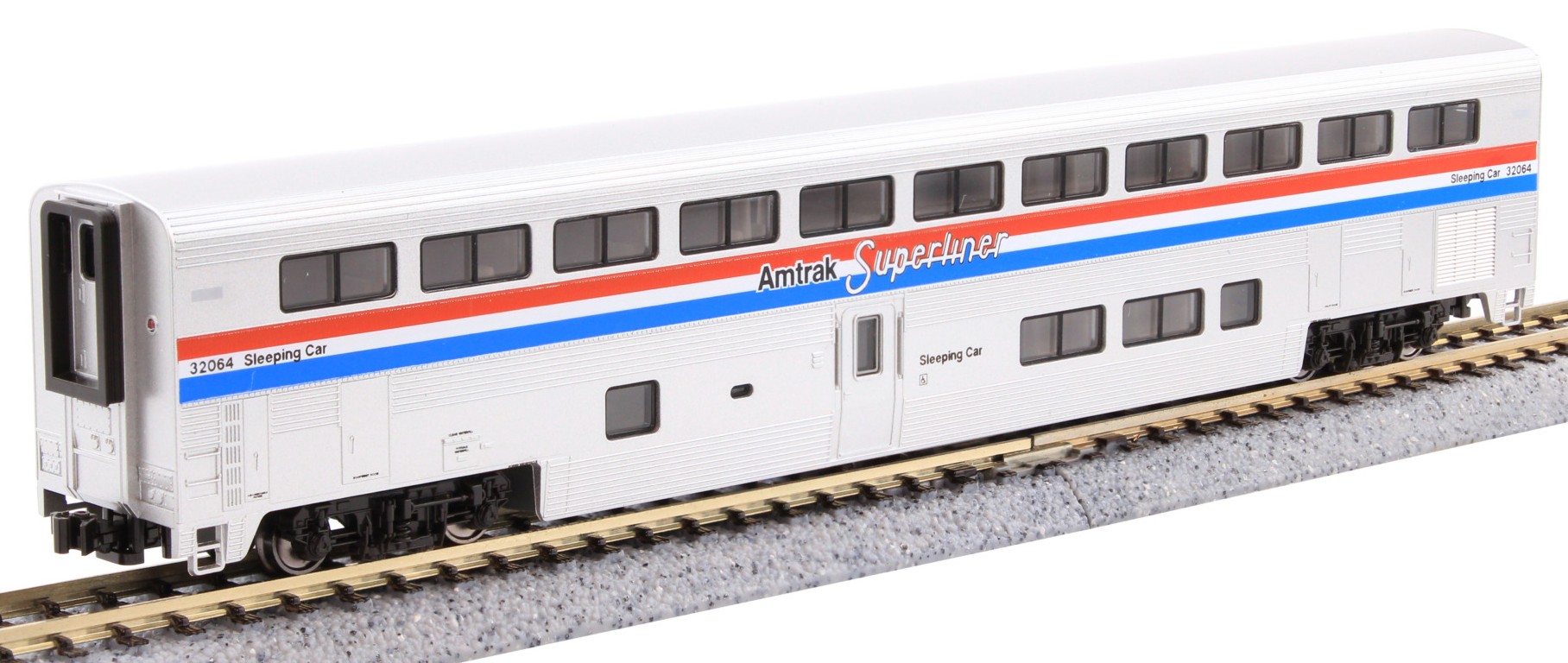 Kato N 106-3530-LS-DMW with DCC/ESU LokSound V5 Amtrak F40PH Locomotive & LIGHTED Superliner Phase III Scheme 4-Unit Set