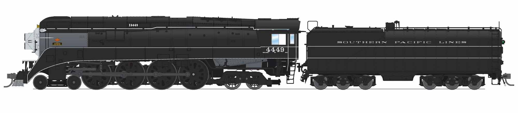 Broadway Limited Imports HO 9843 Stealth Series DCC-Ready Southern Pacific GS-4 SP #4449 2001 Excursion Black w/ Pinstripes