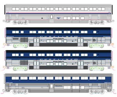 Kato N 106-9002-1 Pacific Surfliner Add-On 4-Piece Set w/Pre