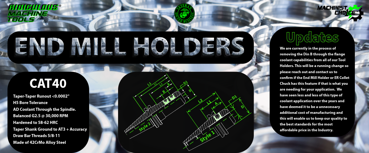 CAT 40 End Mill Holders