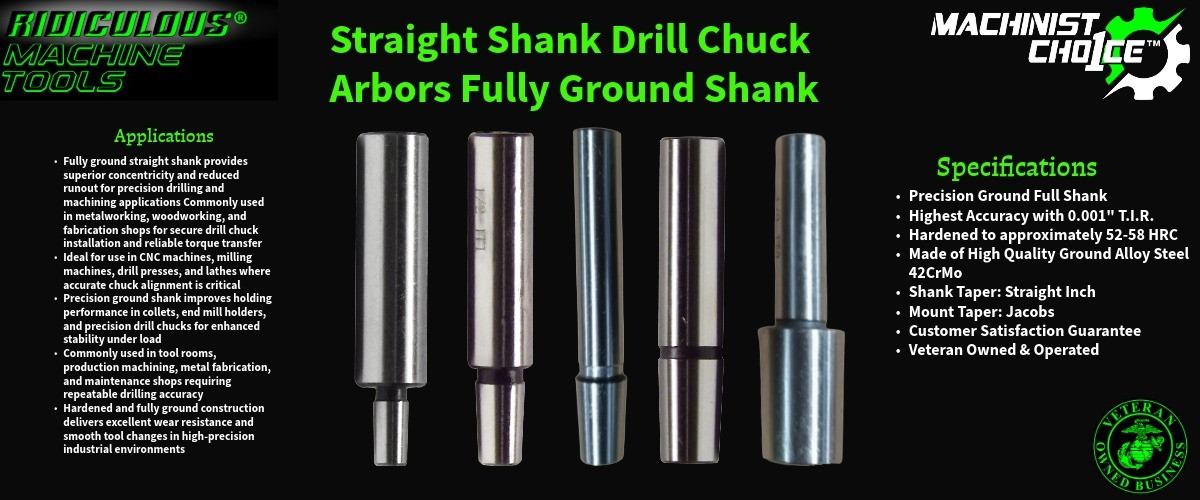 Straight Shank Drill Chuck Arbors-Ground Shank