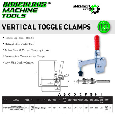 500LB SOLID BAR FLG BASE VERTICAL HOLD-DOWN CLAMP (Same as 207-S