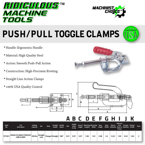 300LBS High Quality Metric Push- Pull Straight Line Toggle Clamps