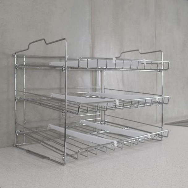 The Kitchen Galleria Adjustable 3 Tier Can/Jar Storage Organiser The Kitchen Galleria Adjustable 3 Tier Can/Jar Storage Organiser