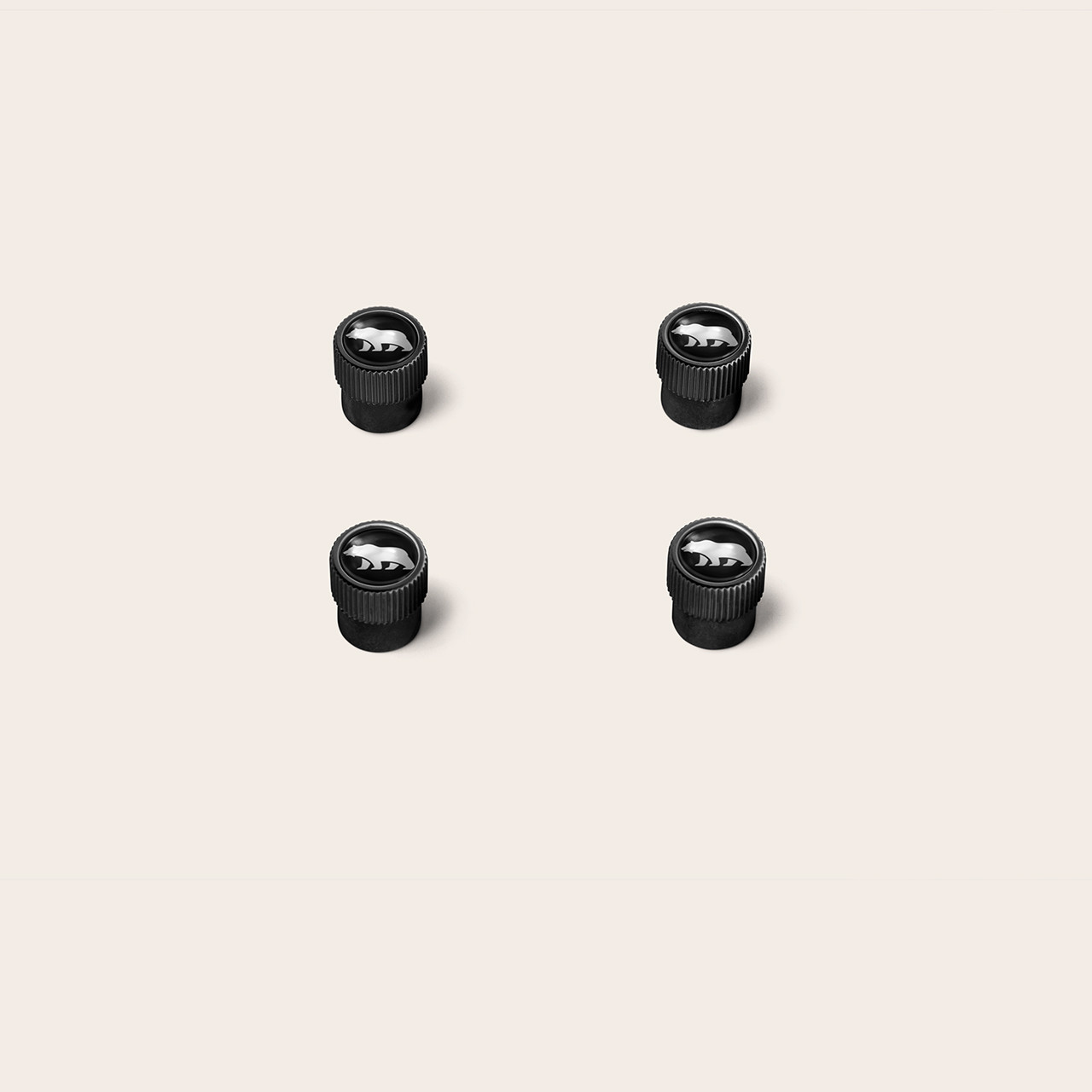 Bear Logo Valve Stem Caps Black