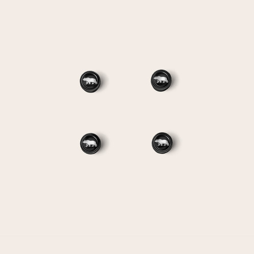 Bear Logo Valve Stem Caps - Black