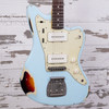 Nash Guitars JM-63 - Sonic Blue over 3-Tone Sunburst with Matching Headstock, Medium Aging