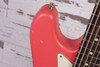 Nash B-6 Bass 6 - Fiesta Red, Matching Headstock, Light Aging