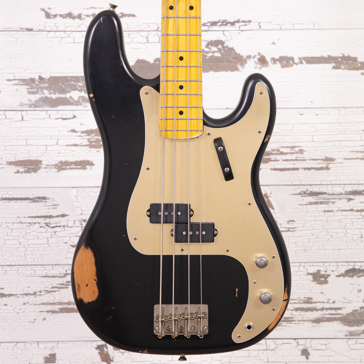 AGH | Nash PB-57 - Black w/ Light Aging, Anodized Gold Pickguard