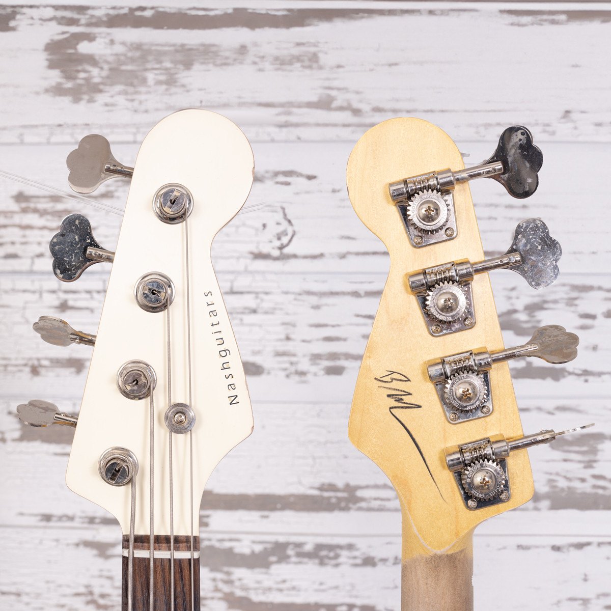 AGH | Nash MB-63 - Olympic White w/ Matching Headstock, Light Aging