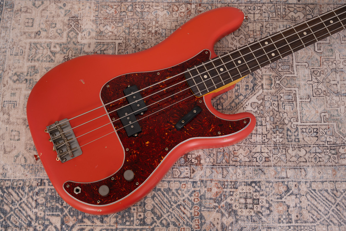 AGH | Nash PB-63 Fiesta Red w/ Matching Headstock, Light Aging