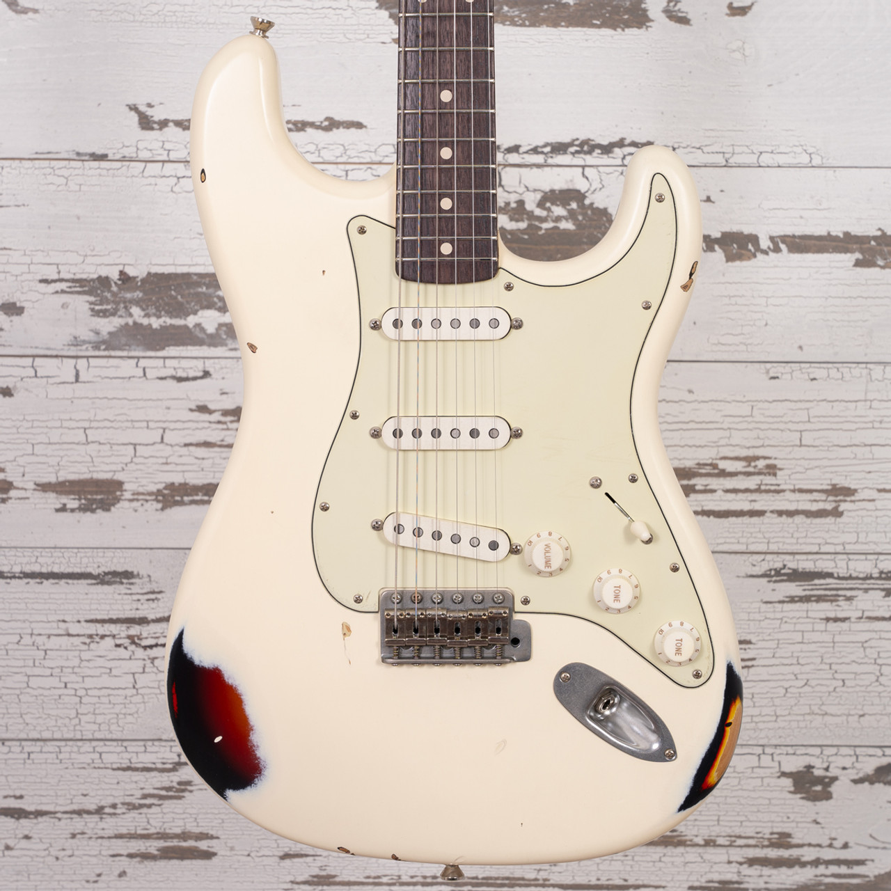 Nash Guitars S63 Olympic White 良品特価 Nash S63 Guitar, Aged Olympic White over 3 Tone Sunburst