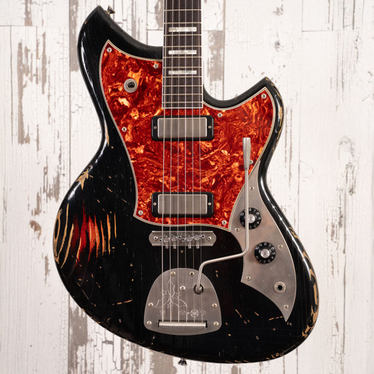 Novo Serus J Custom - Bull Black Over '64 3-Tone Sunburst, Matching Headstock, Lollar Firebird Pickups