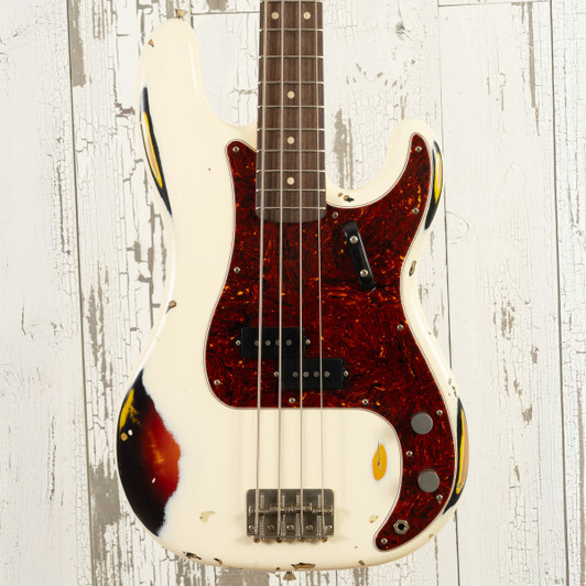 Nash PB-63 - Olypmic White Over Sunburst, Nautilus Neck, Matching Headstock