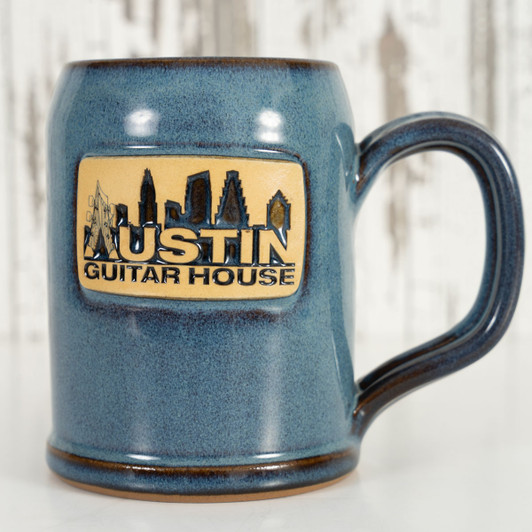 Austin Guitar House Denim Blue German Tankard Mug