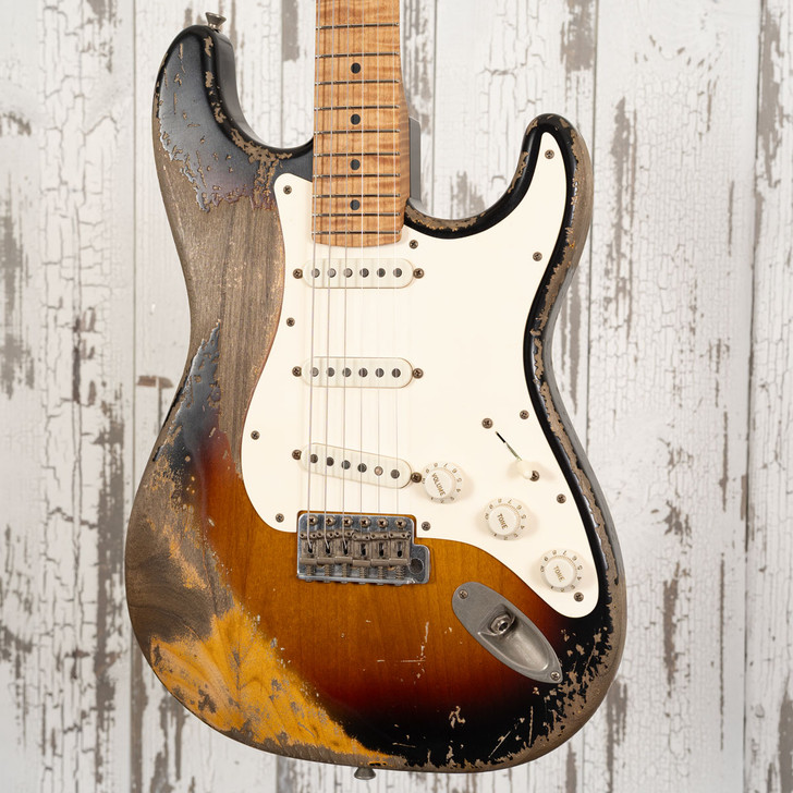 Xotic XSC-1 - 3-Tone Sunburst, Super Heavy Aging, 5A Roasted Flame Maple Neck