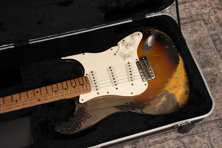 Xotic XSC-1 - 3-Tone Sunburst, Super Heavy Aging, 5A Roasted Flame Maple Neck
