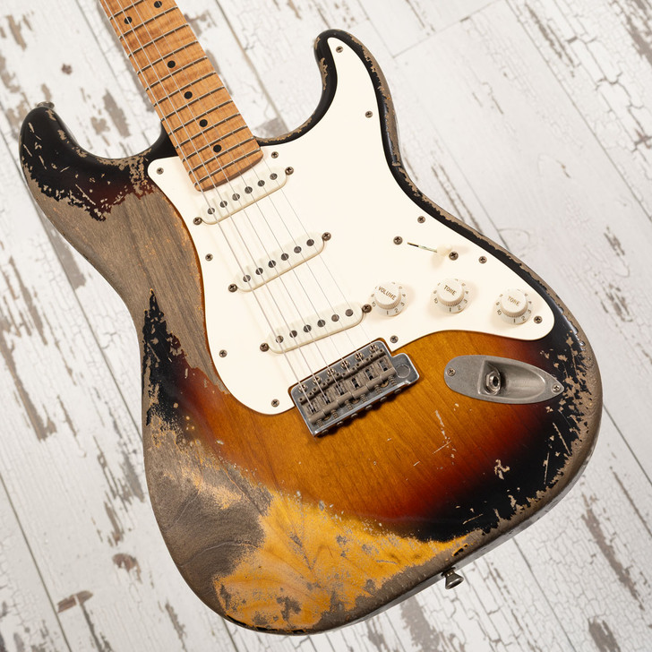 Xotic XSC-1 - 3-Tone Sunburst, Super Heavy Aging, 5A Roasted Flame Maple Neck