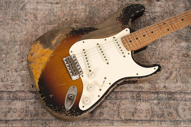 Xotic XSC-1 - 3-Tone Sunburst, Super Heavy Aging, 5A Roasted Flame Maple Neck